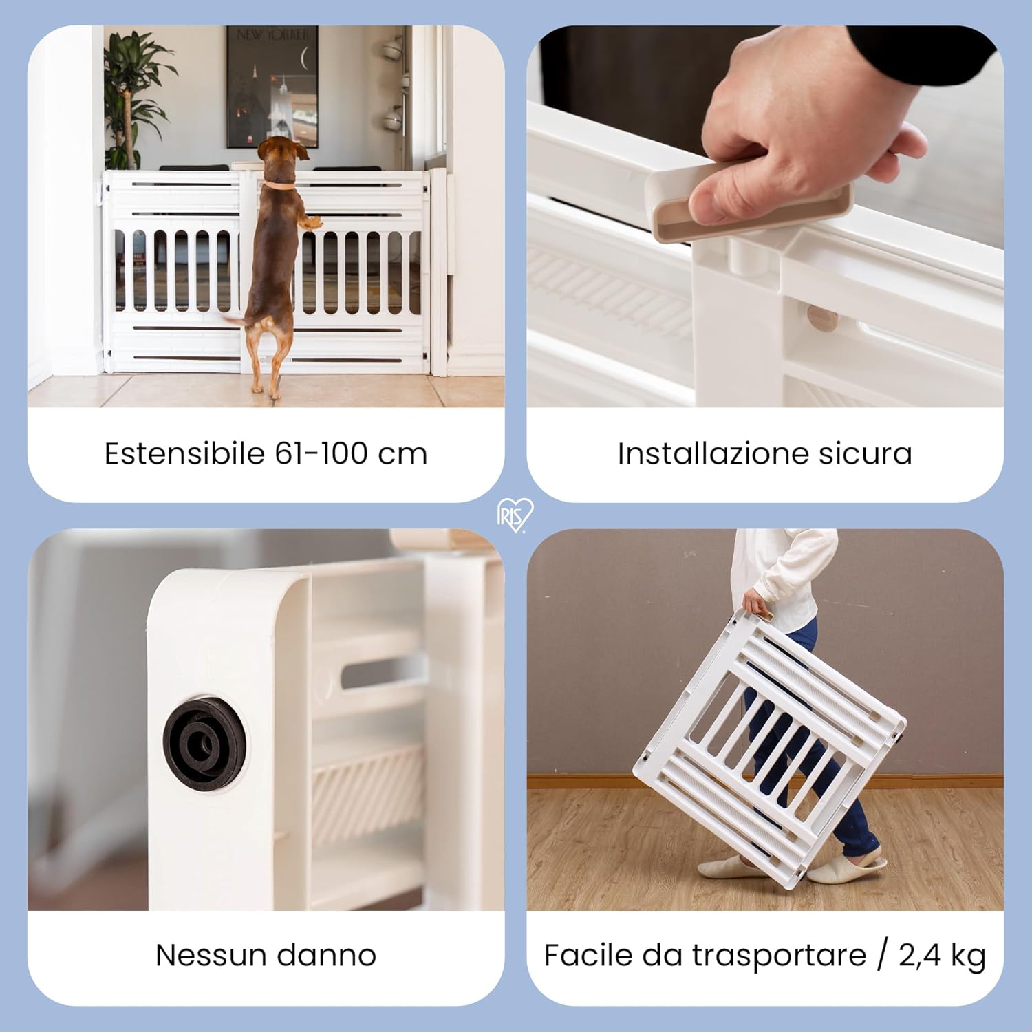 Thumbnail 2 de Iris Ohyama Barriera di Sicurezza per Scale in Plastica PP PBR-600, estensibile L61–100 cm, grigio