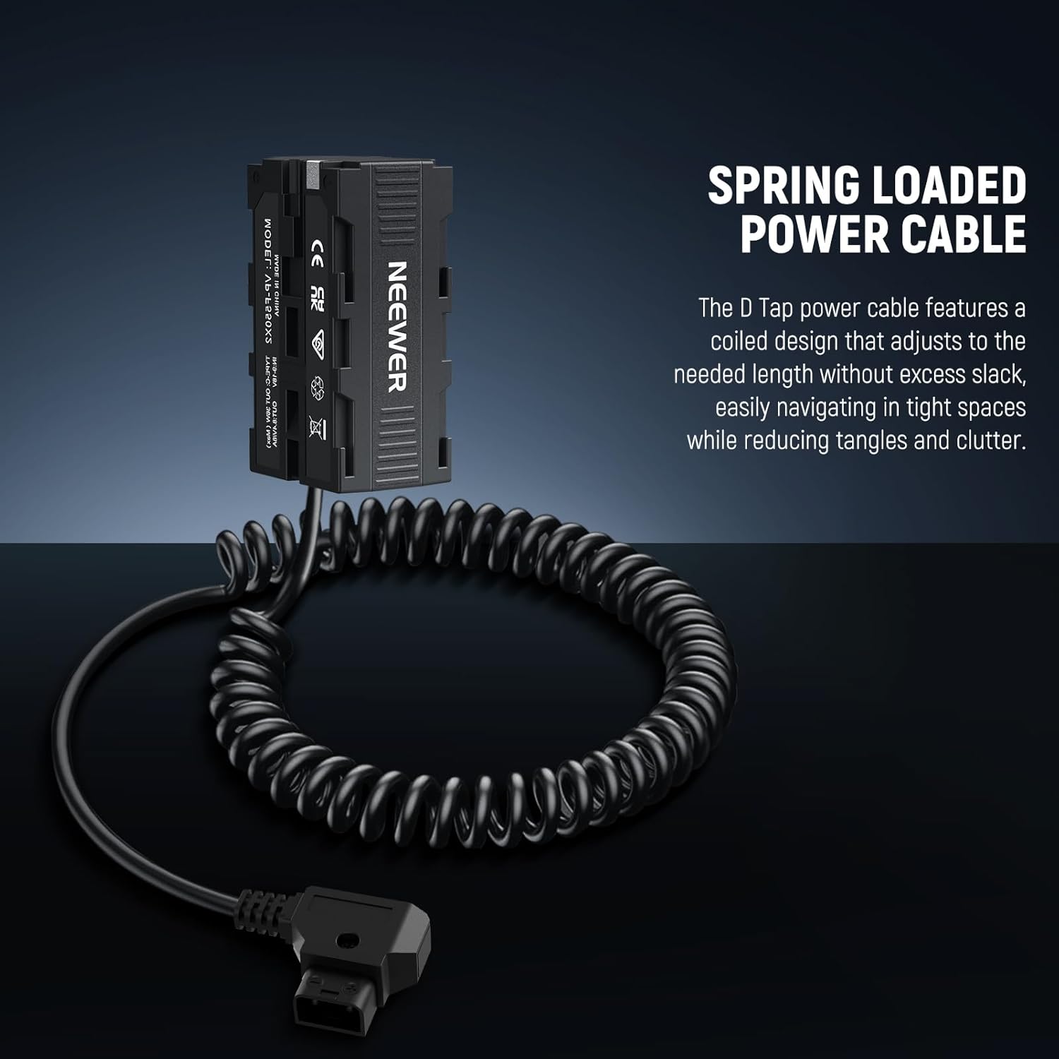 Detalle 1 de NEEWER Adaptateur de batterie factice double face avec écran – D-Tap vers répartiteur USB-C et sorties NP-F