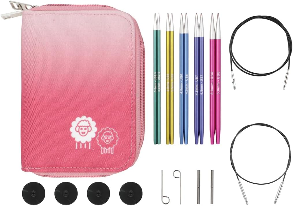 Detalle de KnitPro Zing – wymienne druty aluminiowe 13 cm, 5 rozmiarów i 2 kable