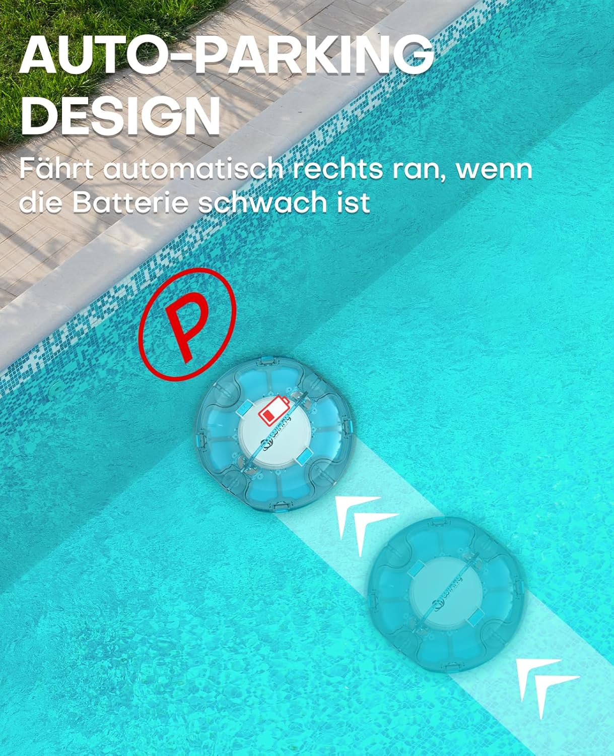 Detalle 2 de WINNY POOL CLEANER Winny 200 Poolroboter – kabellos, Akku, 75 Min Laufzeit, geeignet für Aufstellpools bis 60 m²