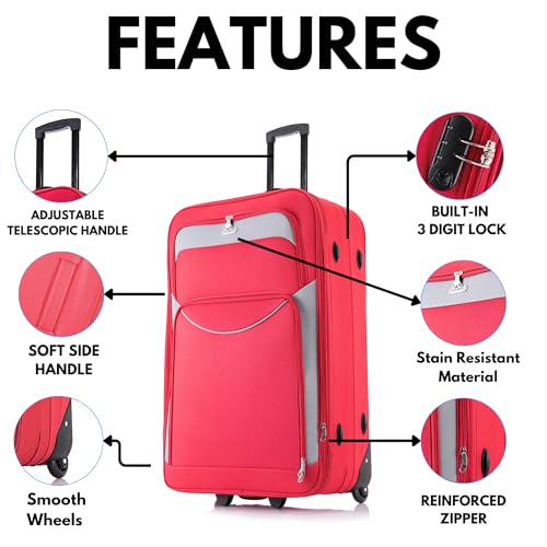 Detalle de Flymax Cabin Suitcase 55x40x20 / 55x35x20 – Lightweight Cabin Luggage