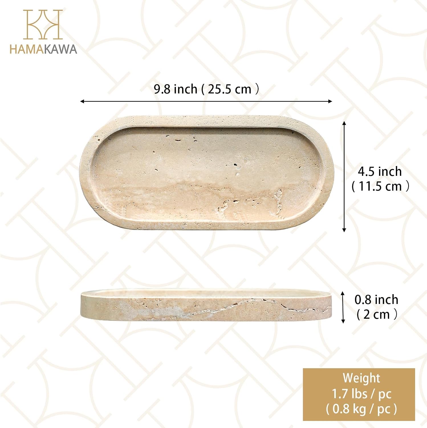 Detalle de HAMAKAWA bathroom vanity tray, travertine