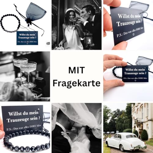 Detalle de ONDEGO Armband TRAUZEUGE ONYX Naturstein schwarz matt – S Größe, personalisiert Herren