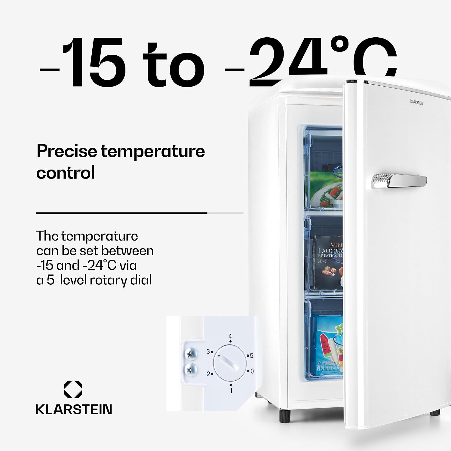 Thumbnail 3 de Klarstein Laika 60-litre Freezer, 5-Level Thermostat and Retro Cream Finish