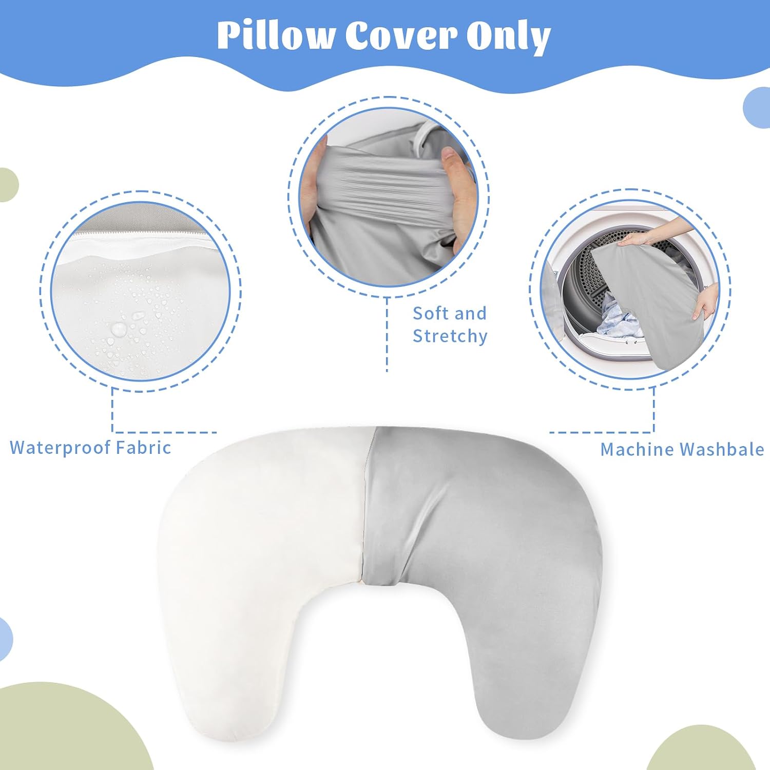 Detalle de Hooyax Nursing Pillow Cover in Gray