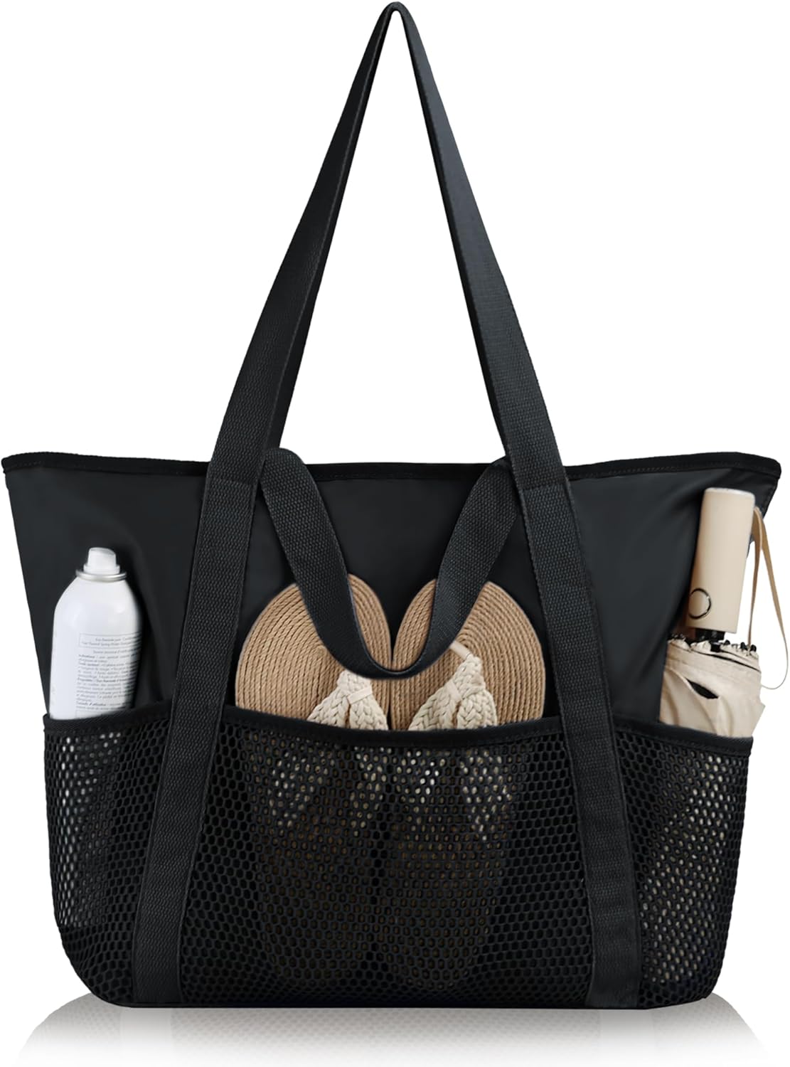 Detalle de HOMESPON Beach Tote Bag for Women with Zip and Pockets - Large Waterproof Mesh Pool/Travel Tote