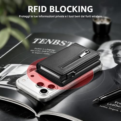 Detalle 2 de TENBST Portafoglio Da Uomo: design ultrasottile con blocco RFID e scomparti intelligenti
