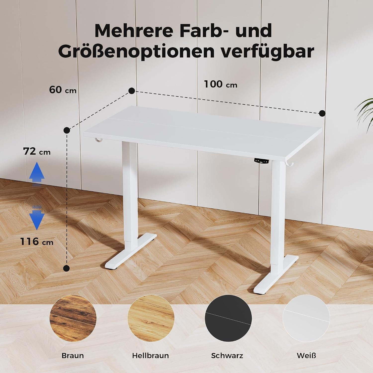 Thumbnail 1 de Agilestic Höhenverstellbarer Schreibtisch 100 x 60 cm – elektrisch, Memory & 70 kg Tragfähigkeit, Weiß