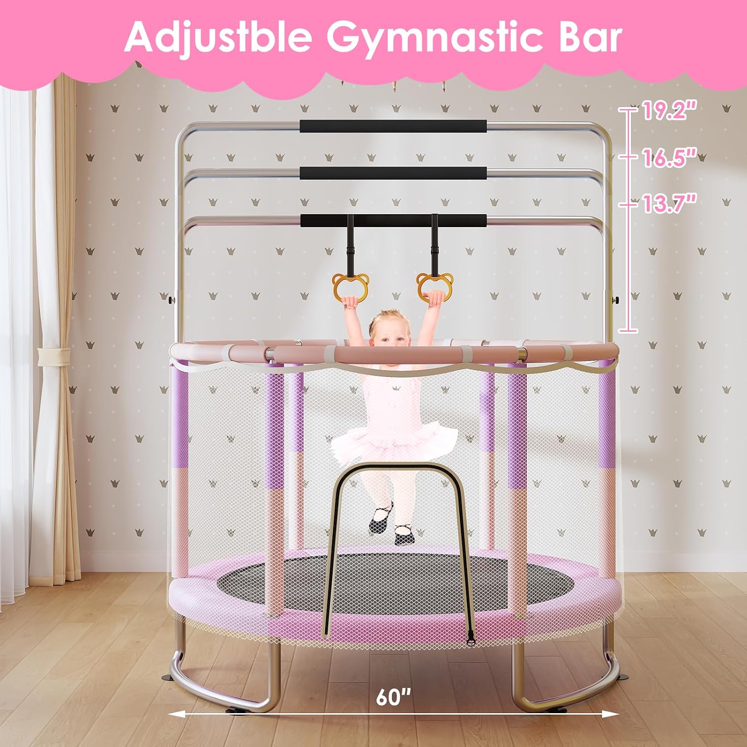 Thumbnail 5 de Trampoline for Kids: Upgrade Full Anti-Rust 440lbs Toddler Trampoline with Net & Adjustable Bar