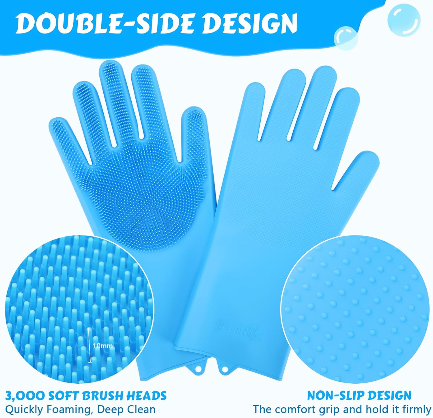 Thumbnail 2 de Pecute Pet Grooming Gloves – heat-resistant silicone grooming gloves with high-density teeth, blue