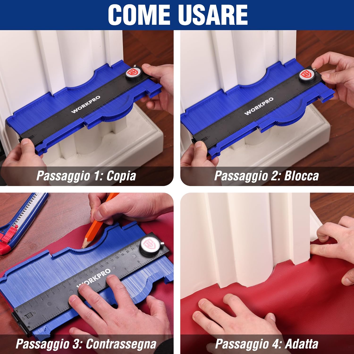 Detalle de WORKPRO duplicatore di profilo da 25,4 cm con blocco e doppia scala metrico/imperiale
