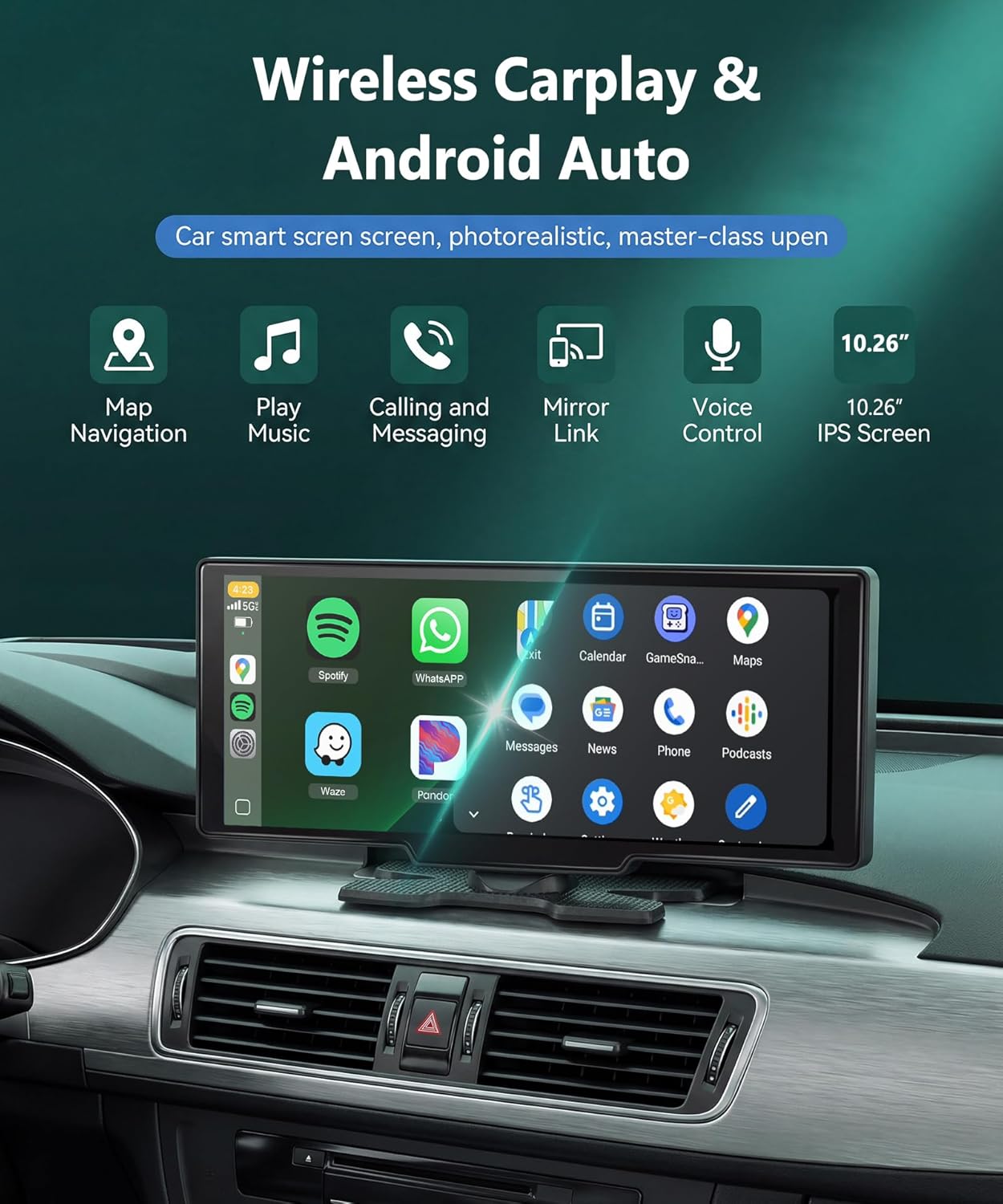 Thumbnail 1 de Rimoody 10.26-Inch Wireless CarPlay & Android Auto Screen for In-Car Entertainment