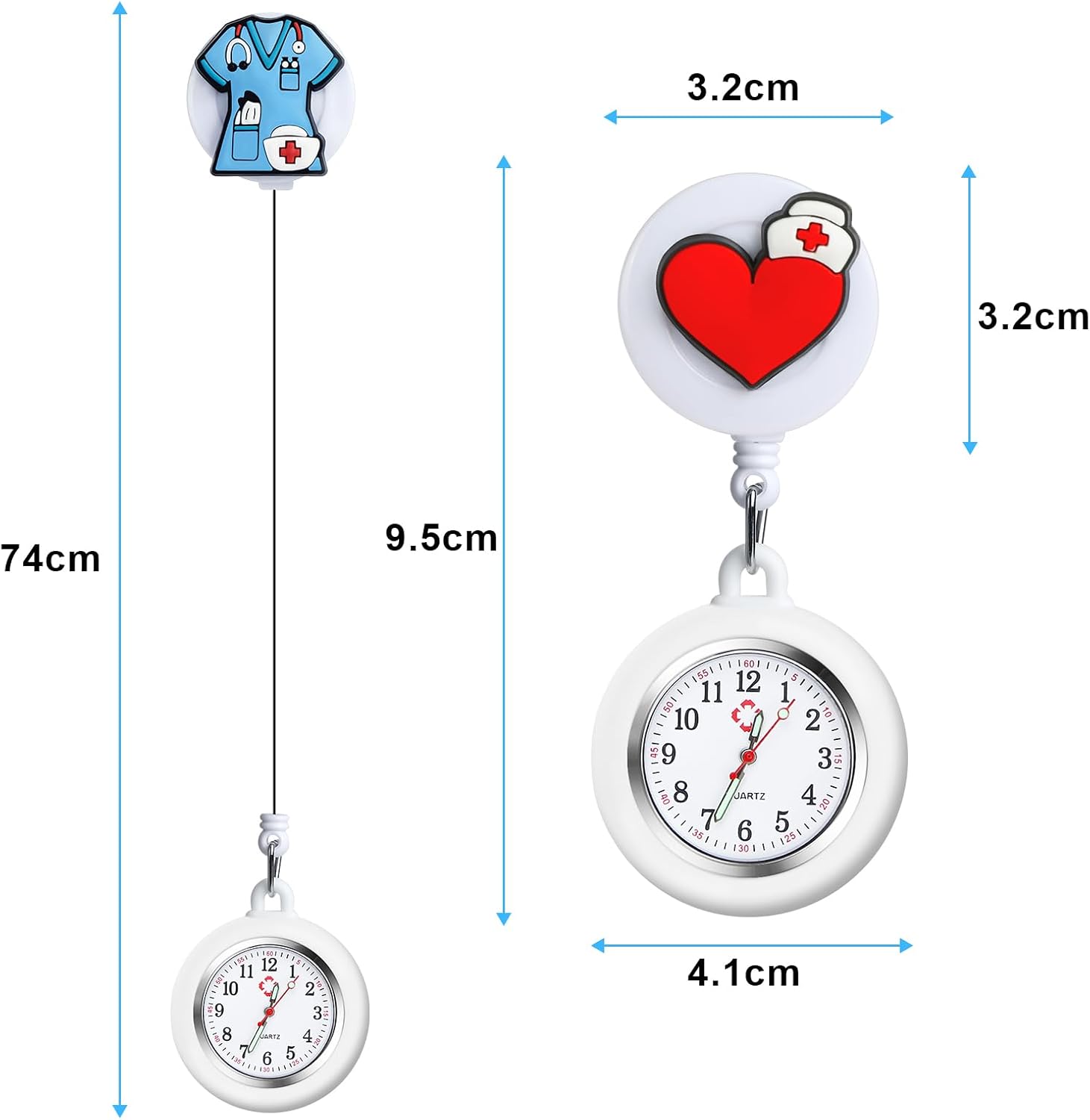 Thumbnail 1 de Vicloon Krankenschwester Armbanduhr Einziehbare Uhren mit Glow Pointer – 2er Set