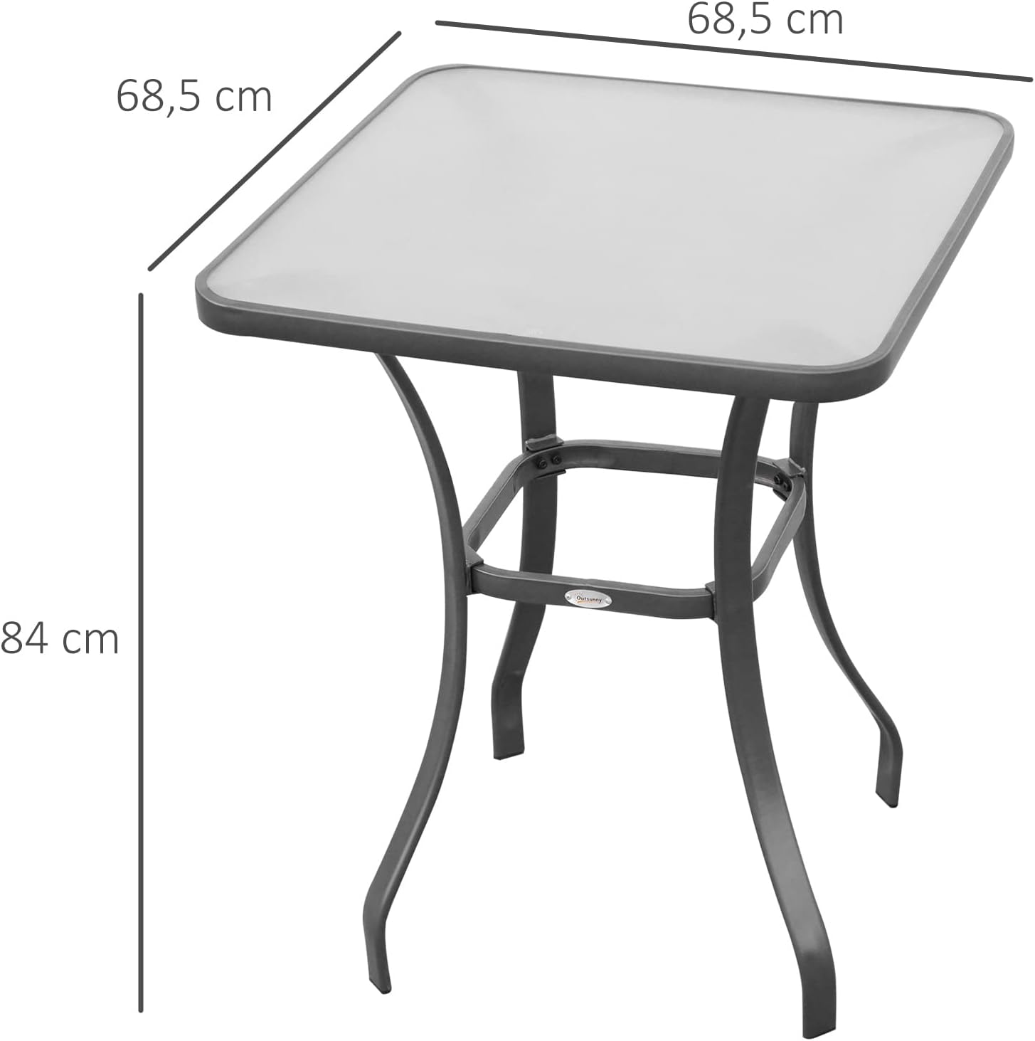 Thumbnail 2 de Outsunny table bistro carré 68 cm gris