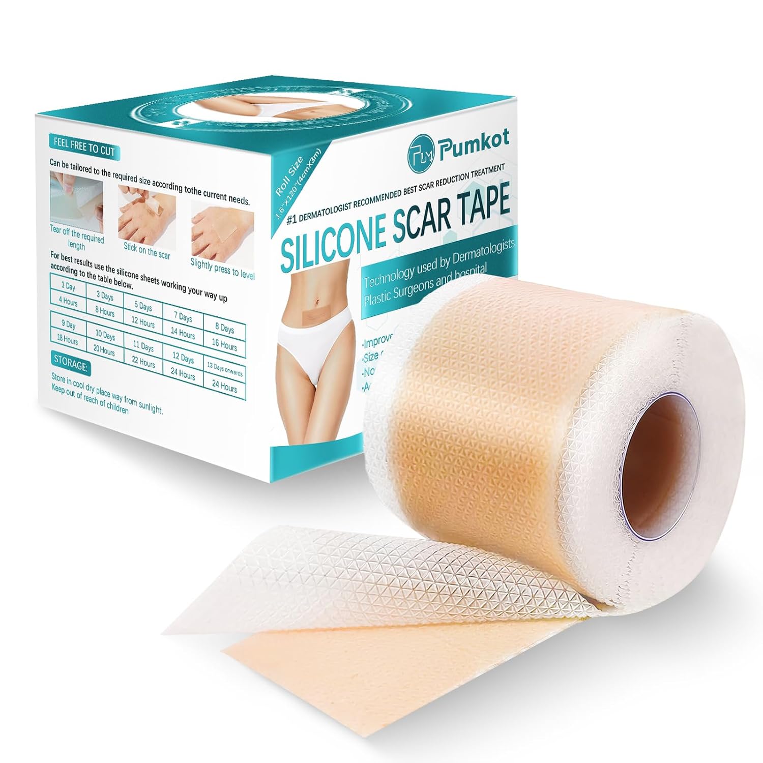 Detalle de Pumkot Silicone Scar Sheets: Medical-Grade Scar Tape for Surgical Scars, C-Sections, Burns