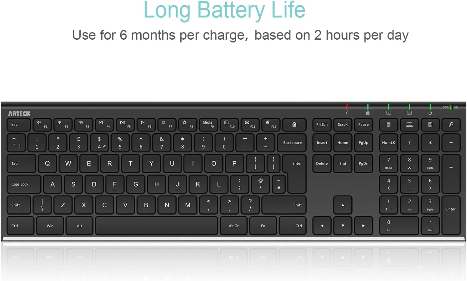 Thumbnail 4 de Arteck 2.4G Wireless Keyboard Slim Stainless Steel 2.4G