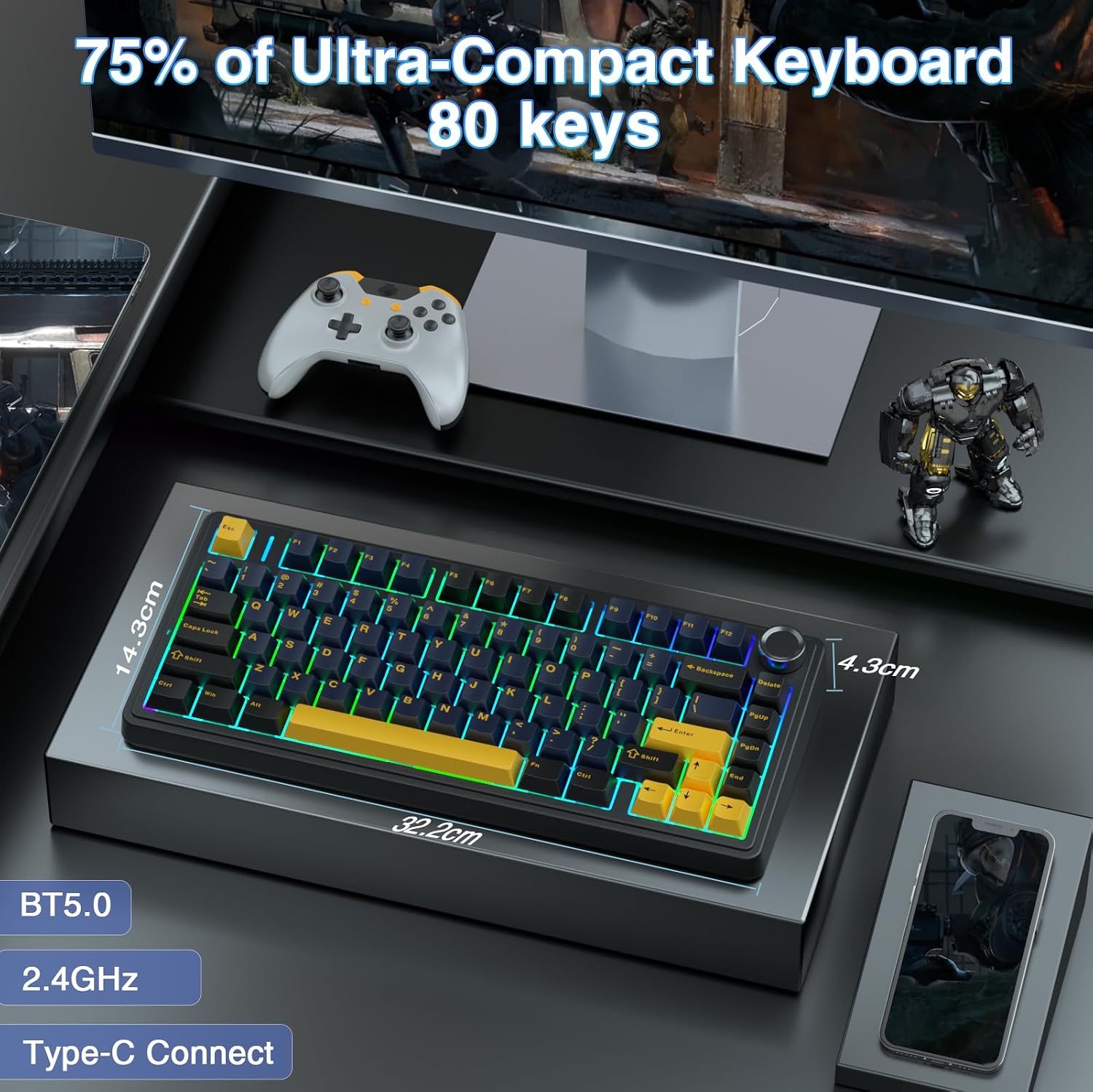 Thumbnail 1 de AULA F75 75% wireless mechanical keyboard