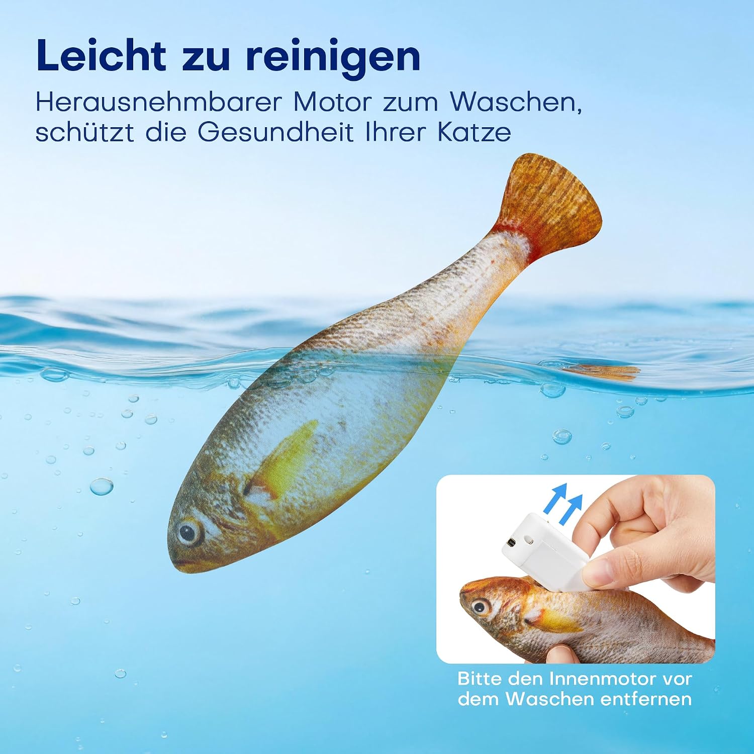 Detalle 2 de Potaroma Katzenspielzeug – Interaktives, aufladbares Fisch-Spielzeug-Set (3er) mit Katzenminze und 3 Flattermodi