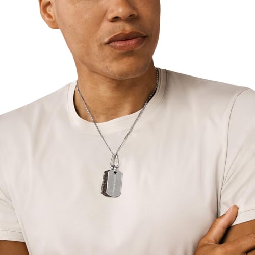 Detalle de ARMANI Jewelry par Emporio Armani – Chaîne/Bracelet en acier inoxydable, finition mate argentée, fermoir mousqueton