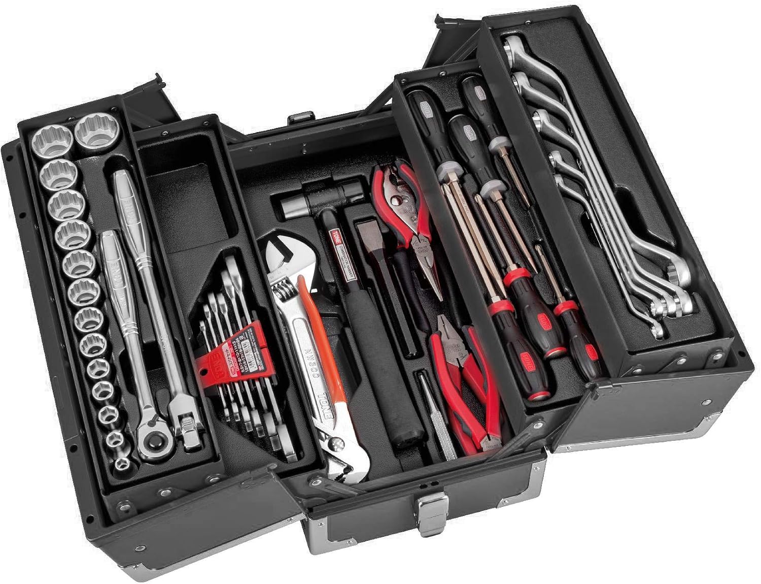 Detalle de トネ TSS4331BK ツールセット 53点 12.7mm差込角・ブラック3段式メタルケース