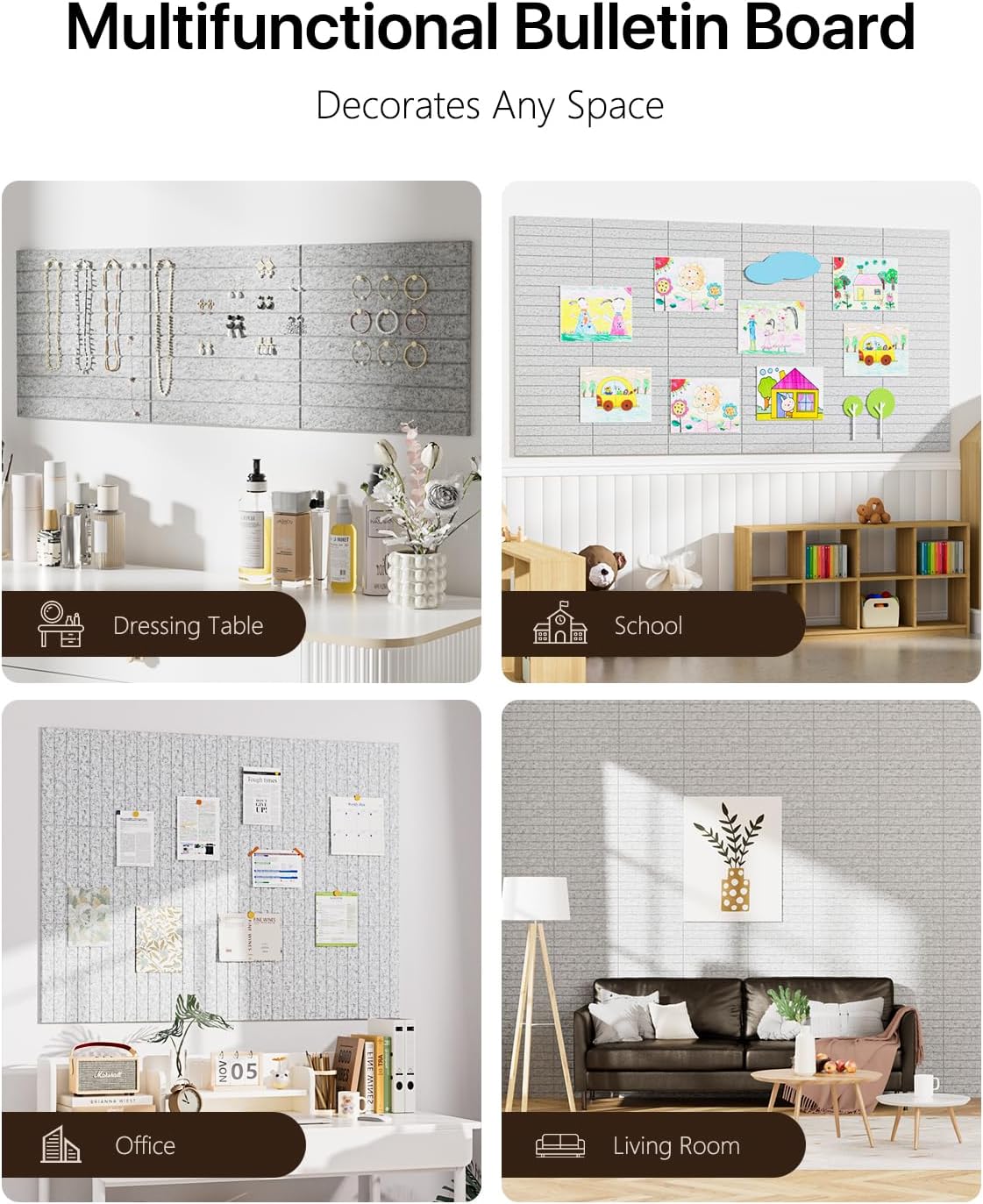 Thumbnail 6 de Soundsbay Large Cork Board Tiles (120x90cm) with 60 Self-Adhesive Stickers