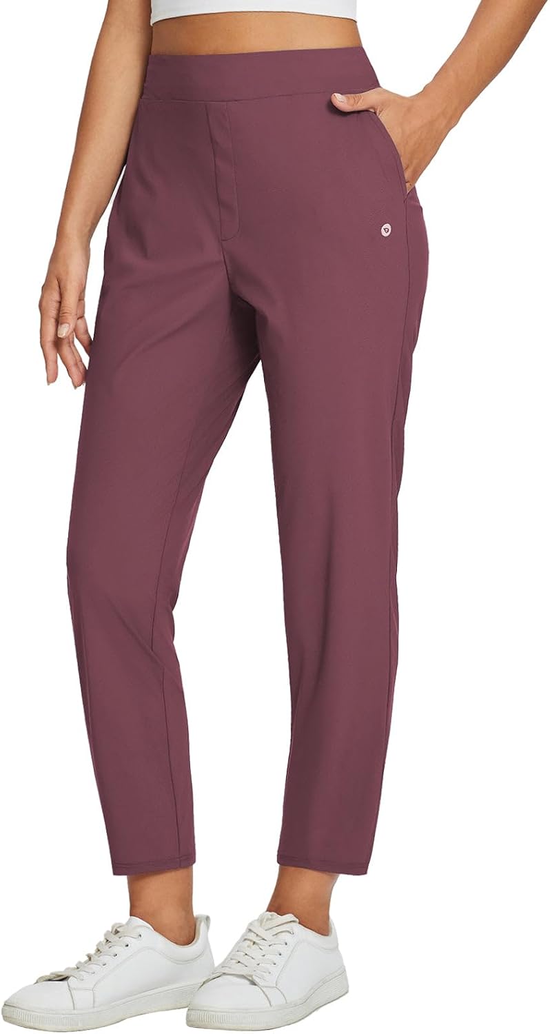 Detalle de baleaf Women's Travel Pants, 7/8 Ankle, UPF 50+, Zip Pockets, Petite Fit