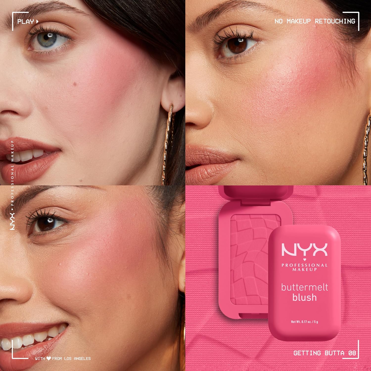 Detalle 2 de NYX Professional Makeup Buttermelt Blush – cremiger Blush mit Shea Butter, Mandelbutter & Mangobutter, Farbton 08 Getting Butta