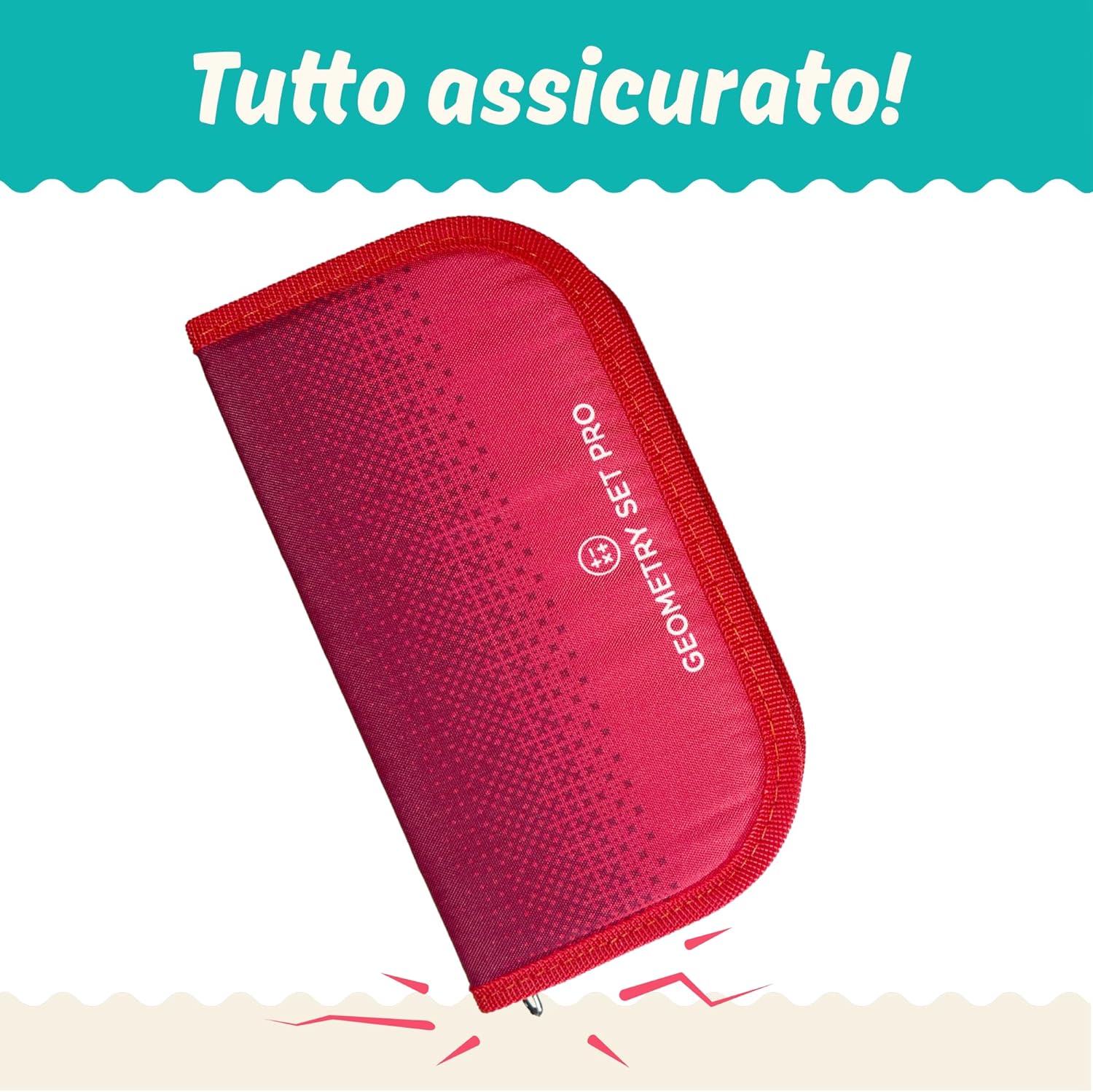 Thumbnail 5 de CALCUSO Set di Geometria PRO in astuccio rosso: compasso, goniometro e strumenti essenziali per scuola e studio