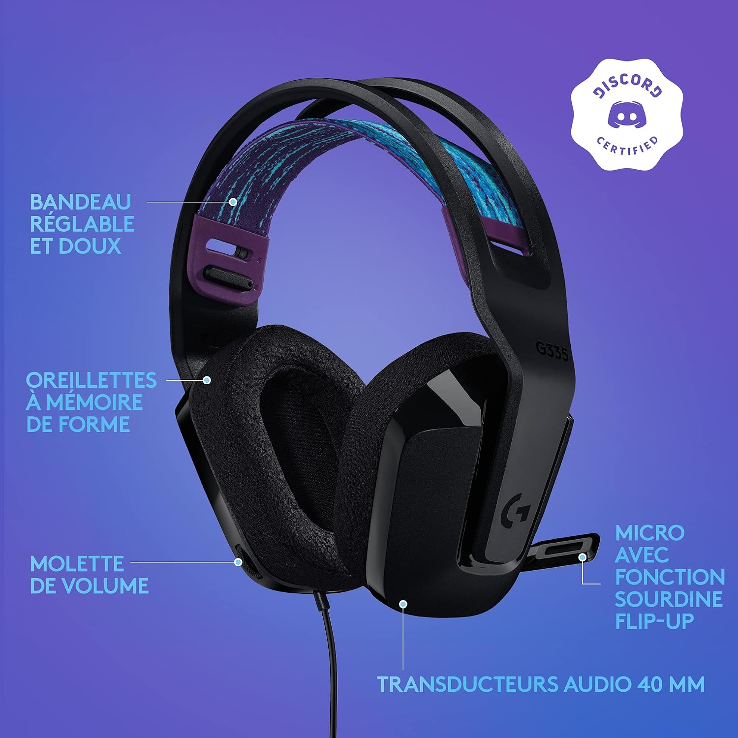 Thumbnail 5 de Logitech G G335 casque gamer 240 g