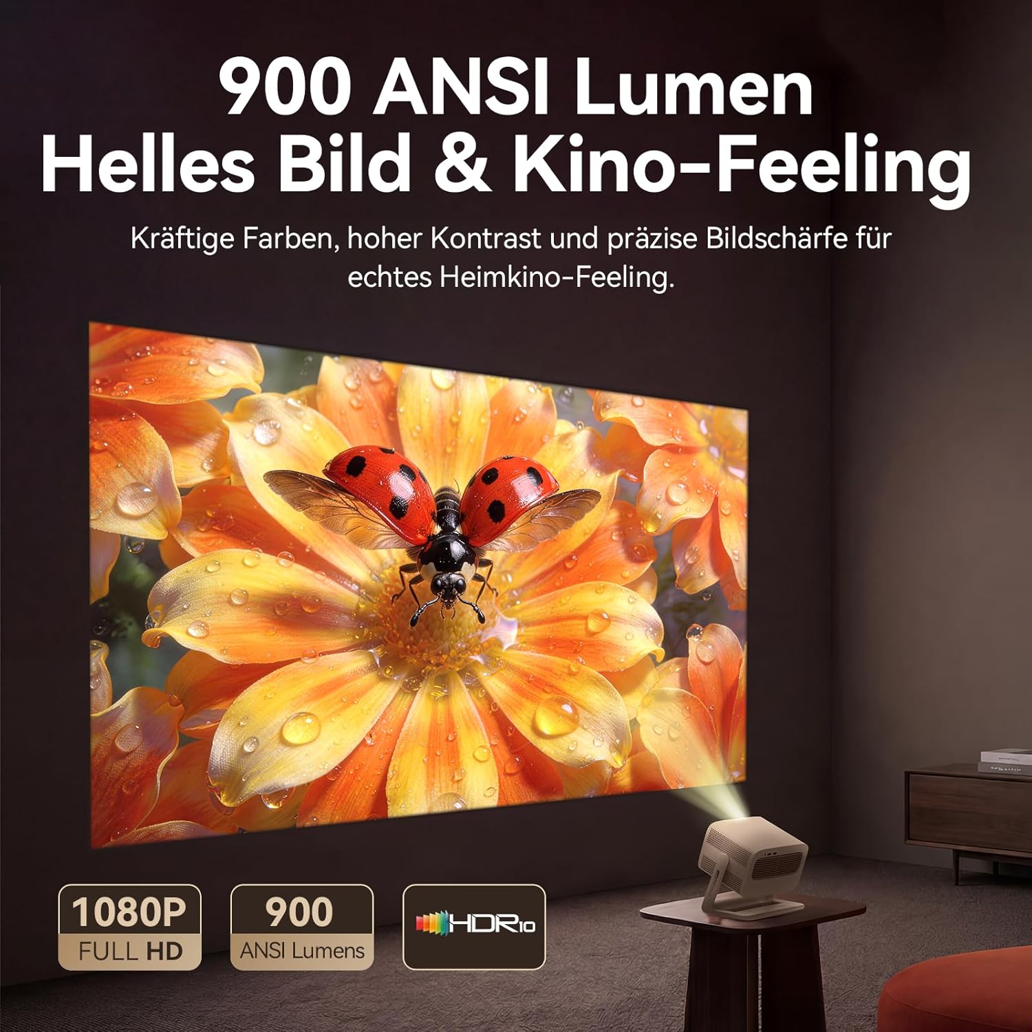 Thumbnail 3 de WANBO Vali 1 Pro Smart Beamer mit Google TV 14 & Netflix, 4K-Unterstützung, MEMC, 900 ANSI und HDMI 2.1