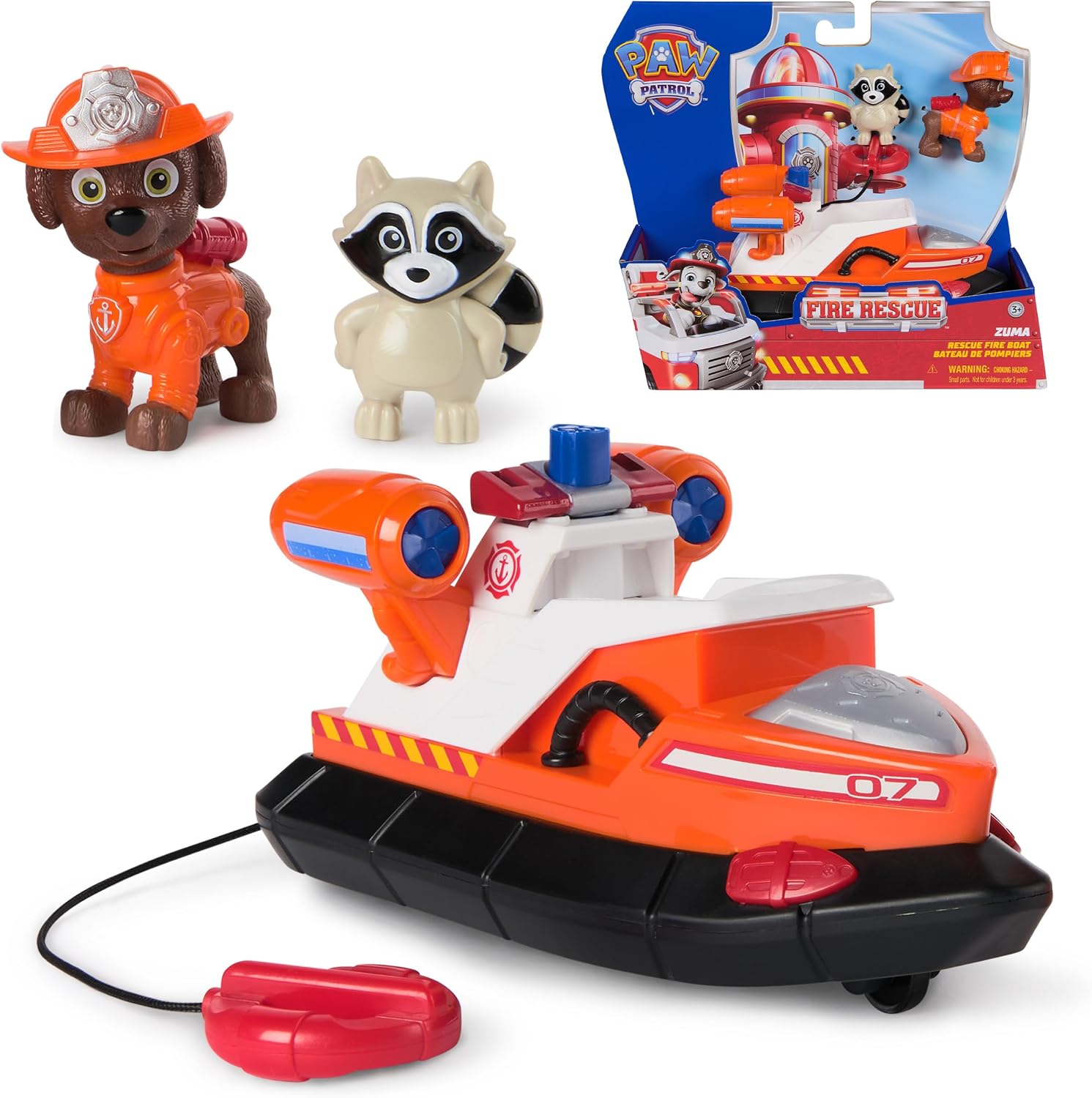 Detalle de Paw Patrol Pat Patrouille Zuma Fire Rescue : voiture figurine avec bouée de sauvetage