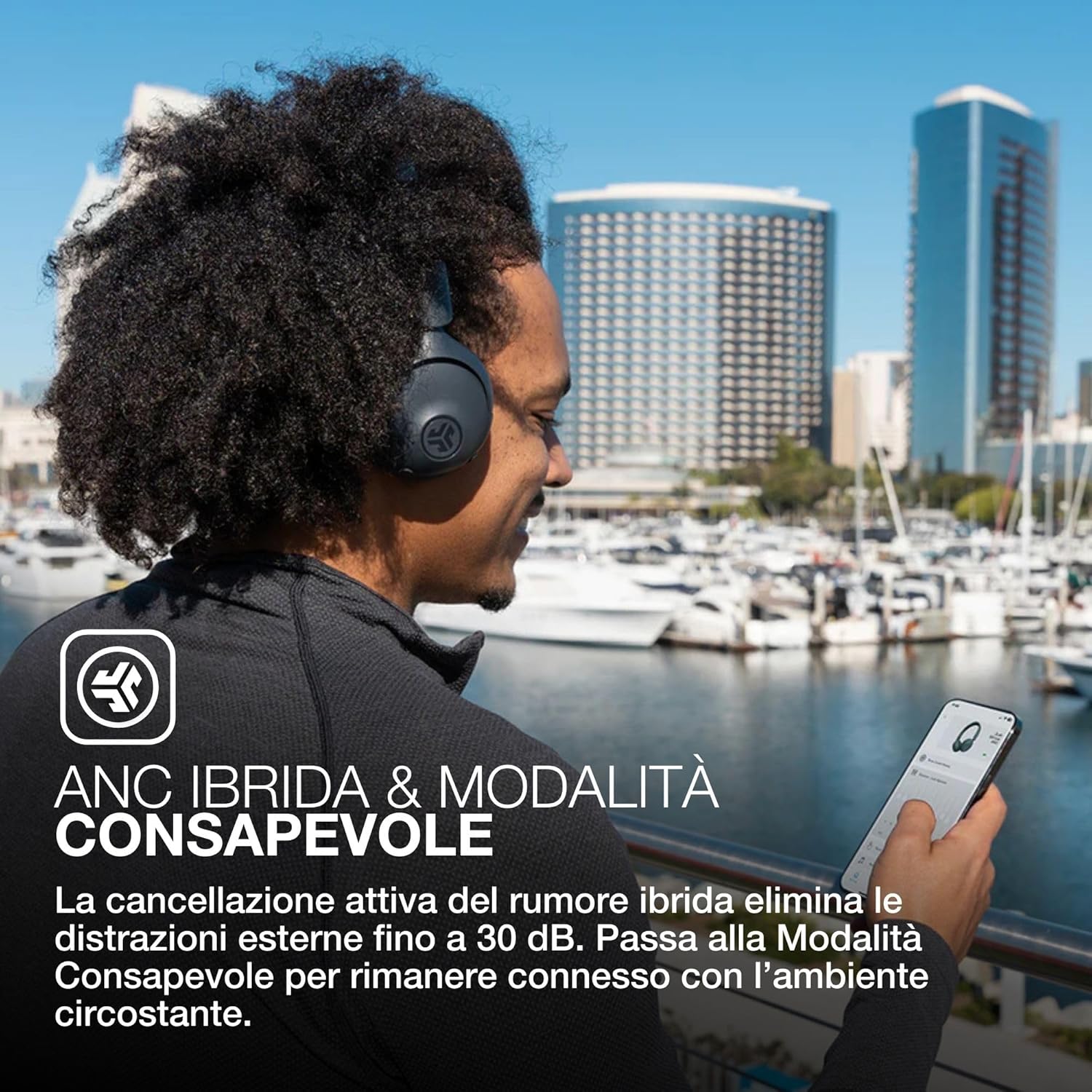 Thumbnail 3 de JLab Go Lux ANC: cuffie wireless on-ear con cancellazione rumore e audio spaziale – grafite