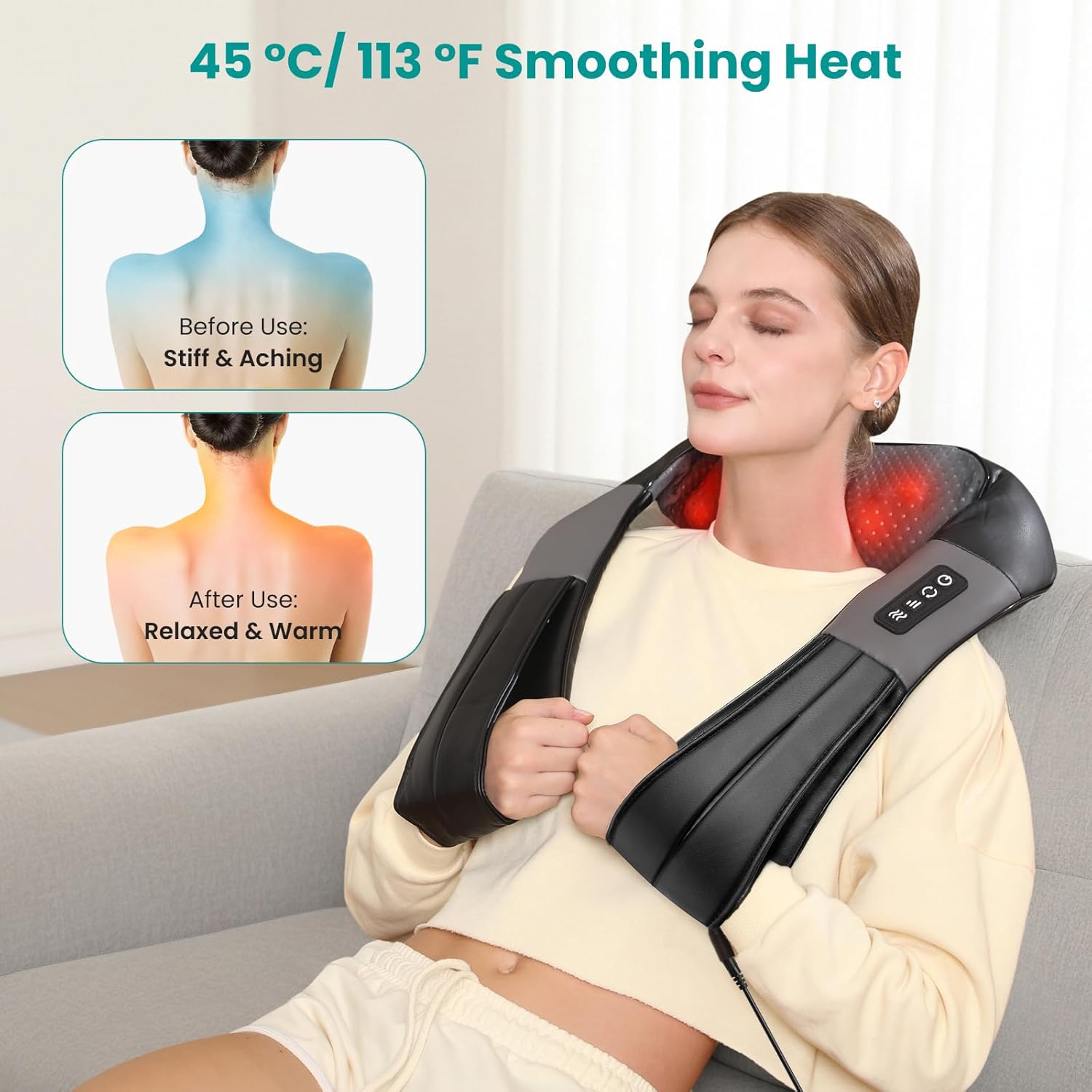 Thumbnail 2 de Nekteck Shiatsu Neck Massager with Heat for Pain Relief (Not Cordless)