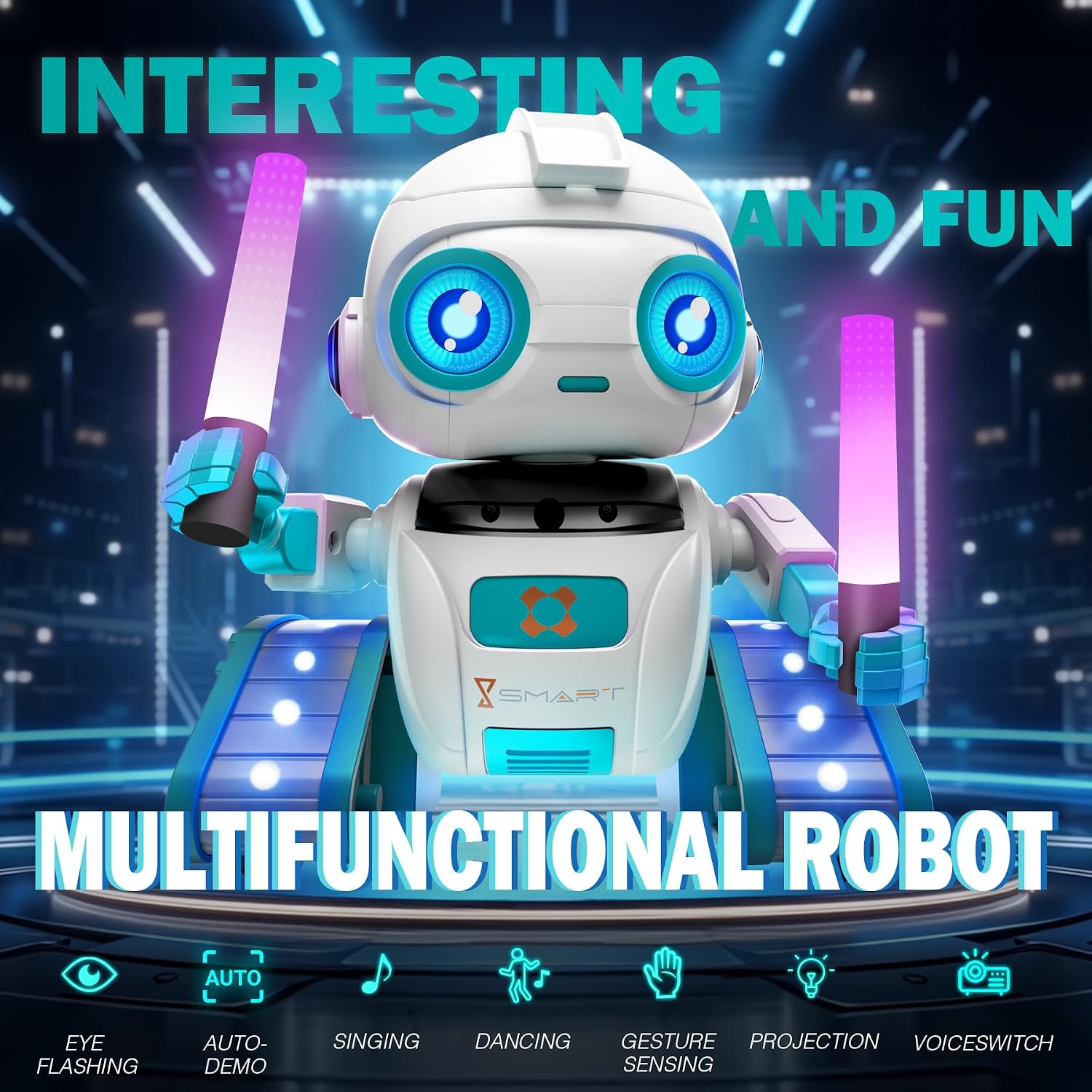 Thumbnail 4 de Subtail Robot Enfant télécommandé rechargeable avec veilleuse projecteur ciel étoilé