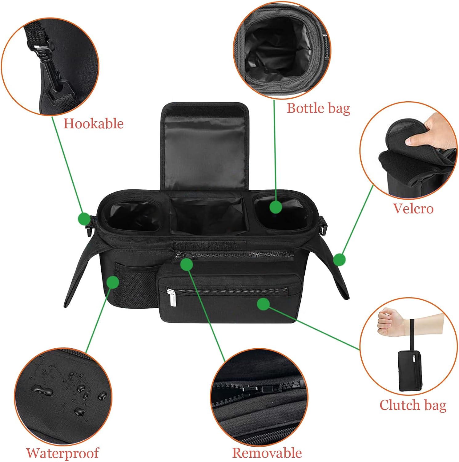 Detalle 2 de HOINCO Stroller Organizer Oxford Cloth