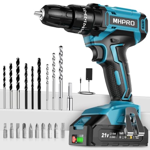 Detalle de MHPRO Trapano avvitatore a batteria 21V con percussione, 42 Nm e accessori