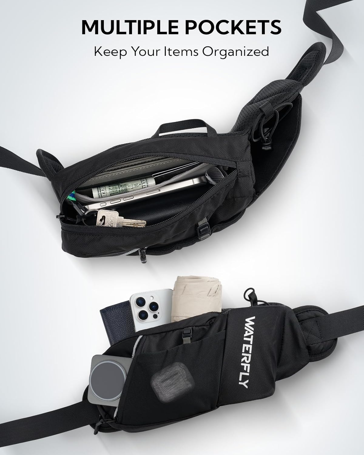 Thumbnail 1 de Waterfly Bum Bag Waist Pack with Water Bottle Holder – Ultra Light Fanny Pack (16–18 oz Capacity) for Running, Hiking and Travel