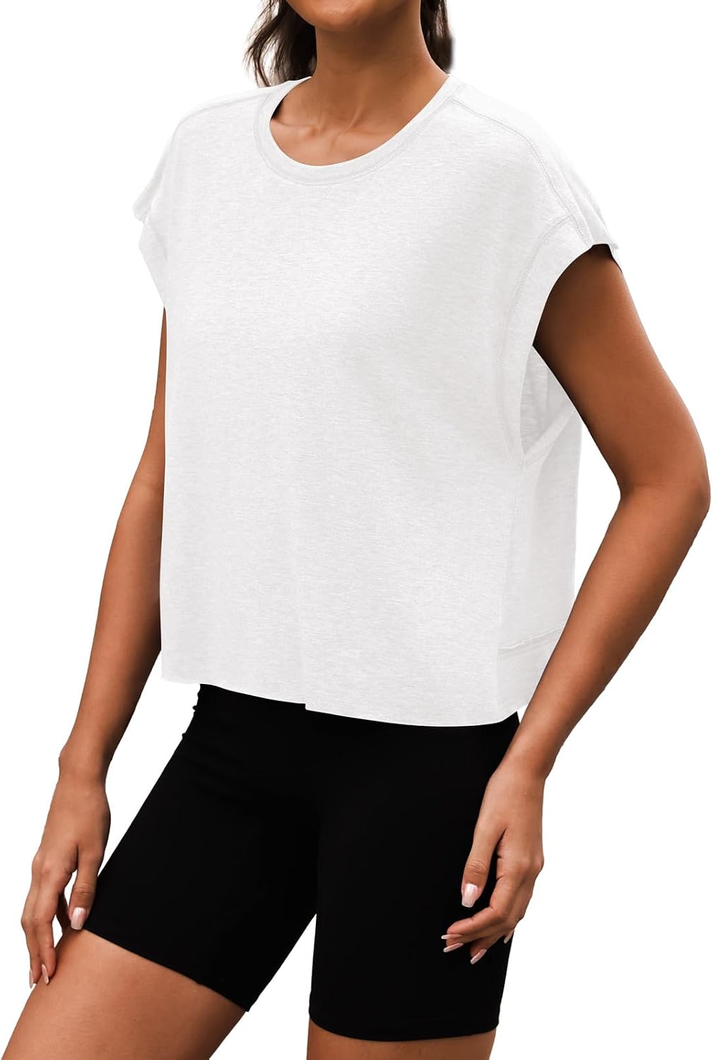Detalle 2 de 3rd hill Women Open Back Workout Shirt – Short Sleeve Crop Tee
