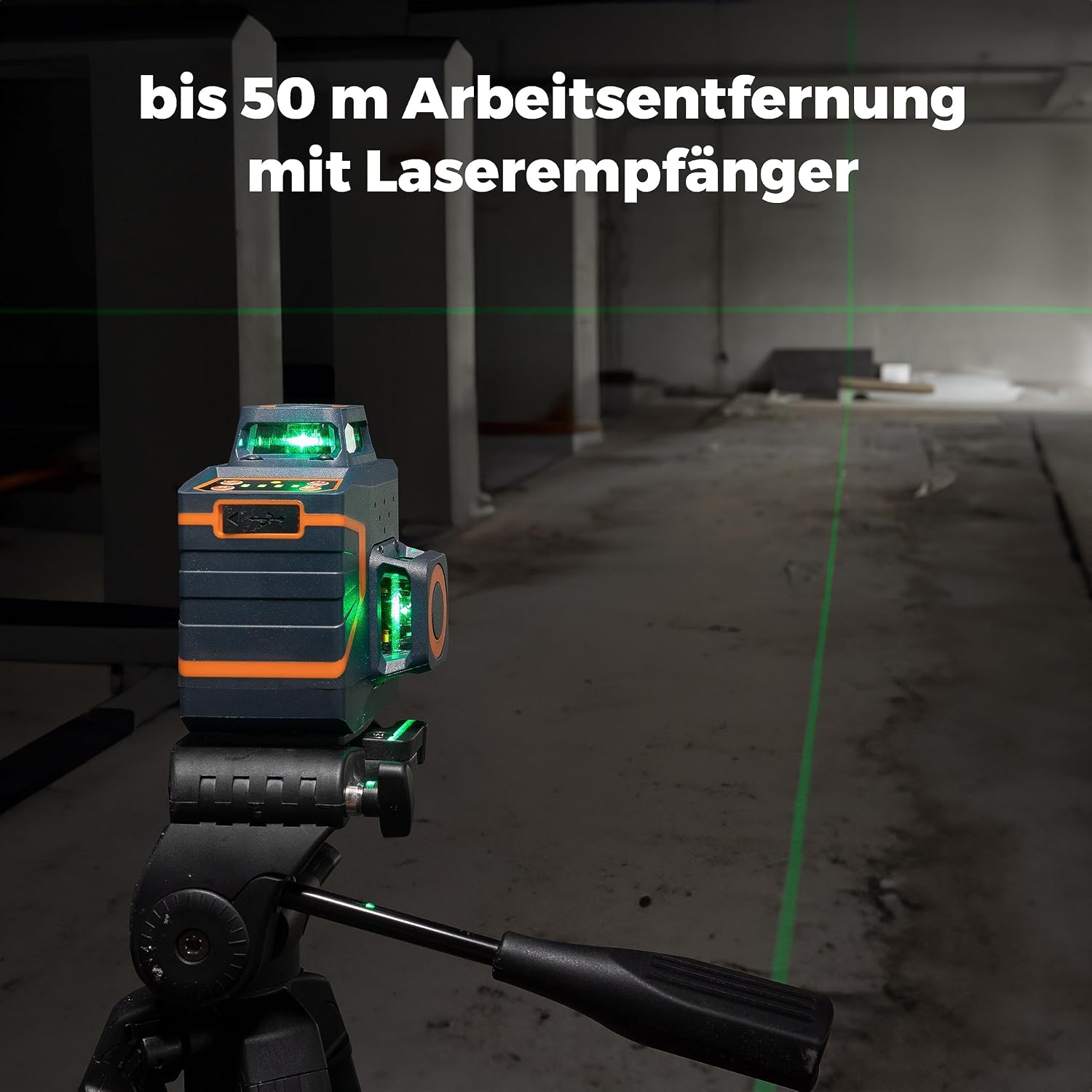 Detalle de CIGMAN Kreuzlinienlaser Grün 3 x 360° CM701SE – kabelloser Nivellierlaser mit Fernbedienung
