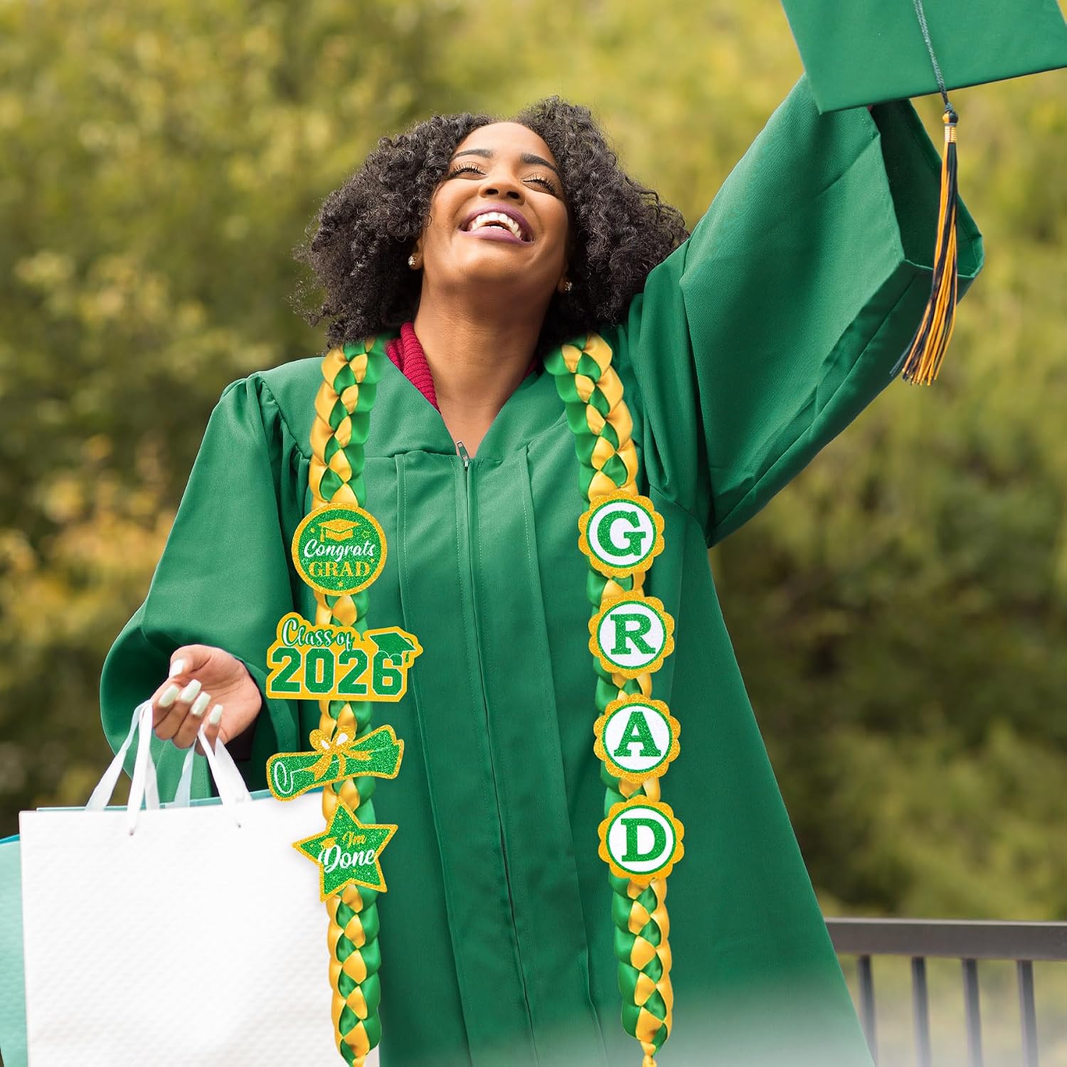 Detalle de JOTFA Graduation Lei, Green and Gold