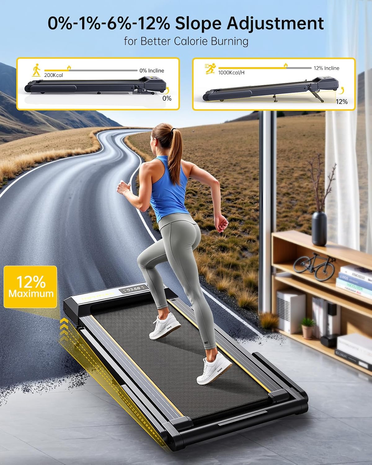 Detalle de TOPUTURE TP5 4-in-1 Folding Treadmill with 12% Incline and Bluetooth