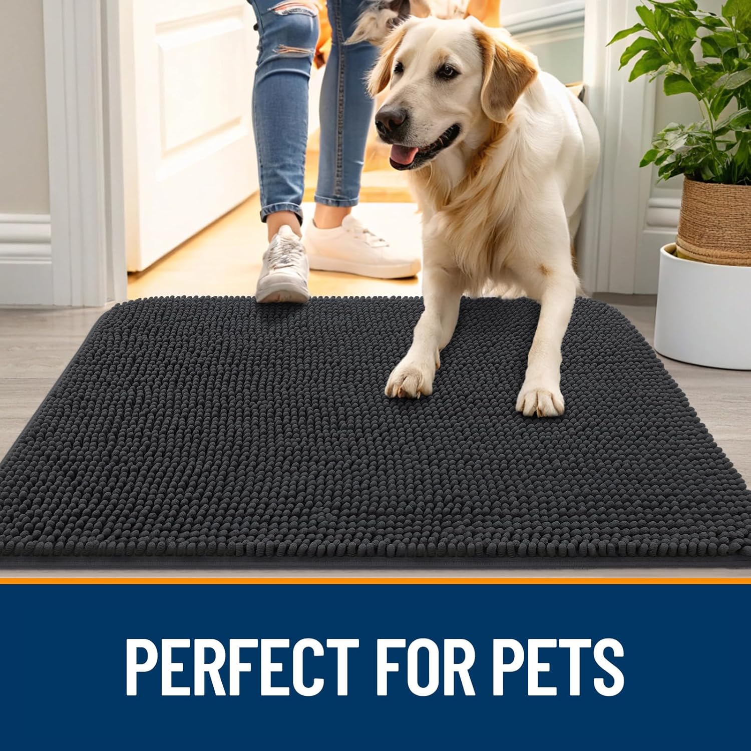 Detalle 2 de OLANLY Dog Door Mat — 48 x 30 inches, Deep Gray, Absorbs Moisture and Mud with Non-Slip Backing