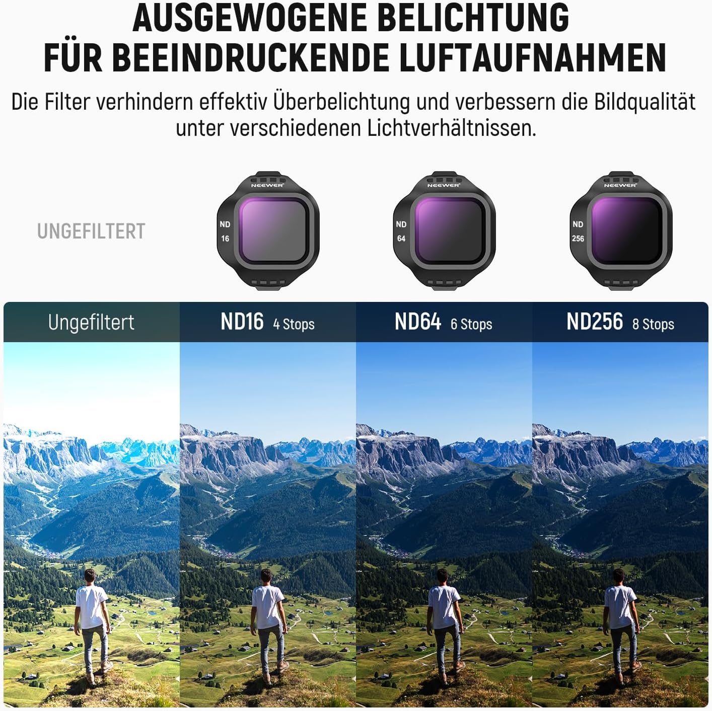 Thumbnail 2 de NEEWER CPL/ND-Filter-Set für DJI Mini 5 Pro – Snap-On mit ND16/ND64/ND256 (4er Pack)