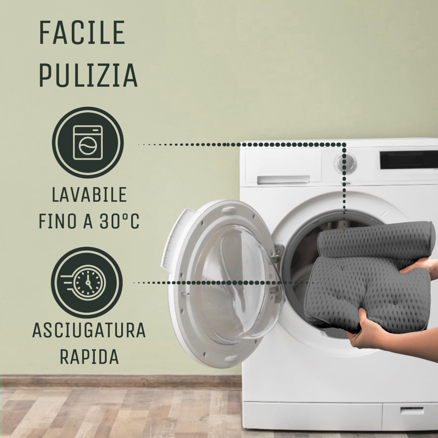 Detalle de SilverRack Cuscino da bagno MORBIDO Grigio 4D – Supporto ergonomico per testa e collo con ventose sicure