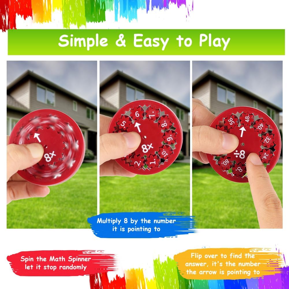 Thumbnail 2 de AUAUY 9 Stück Mathe Fidget Spinner – Lernspielzeug für Multiplikation und Division