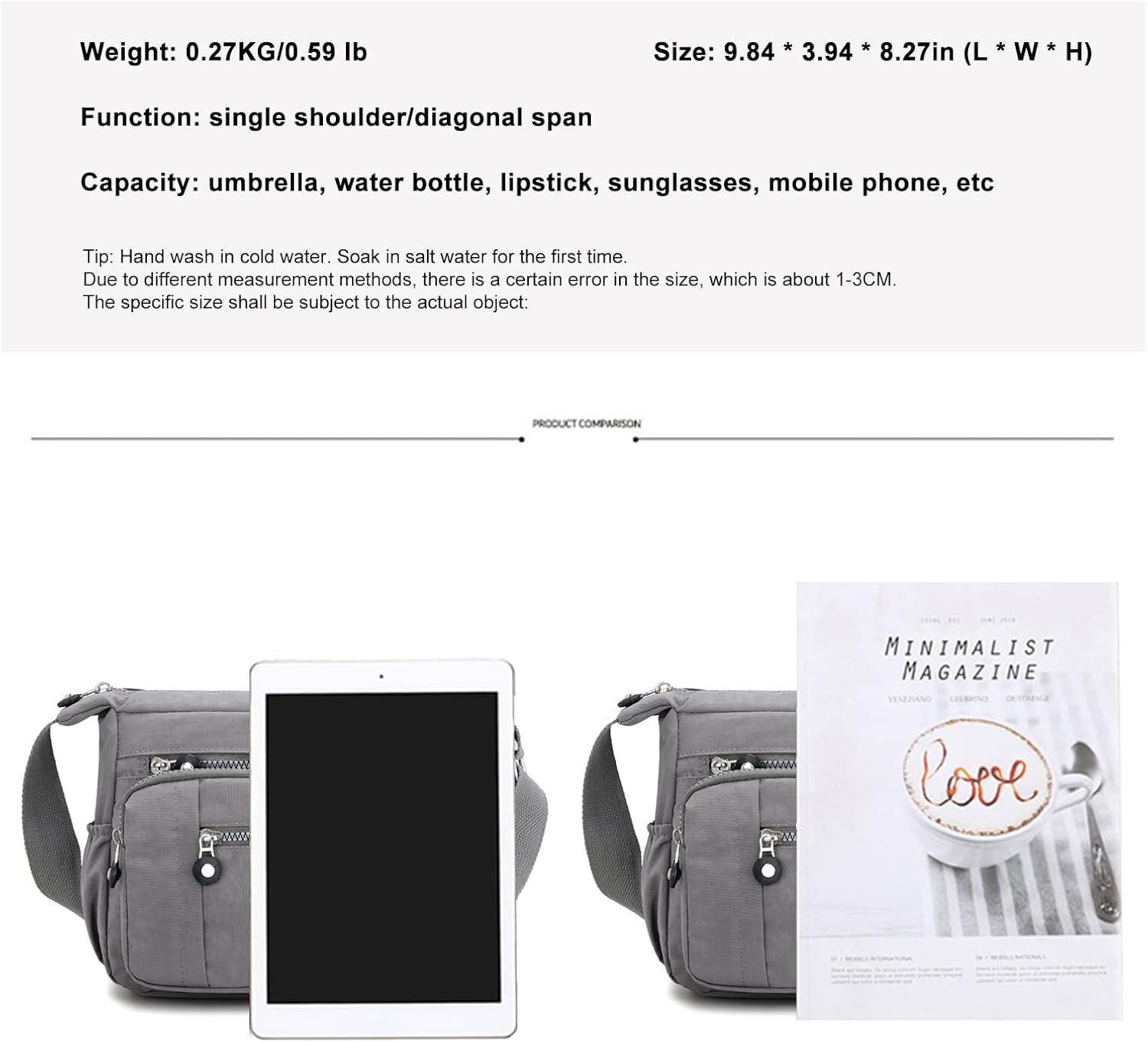 Thumbnail 4 de Milky Way womens nylon crossbody bag: waterproof multi-pocket travel messenger tote