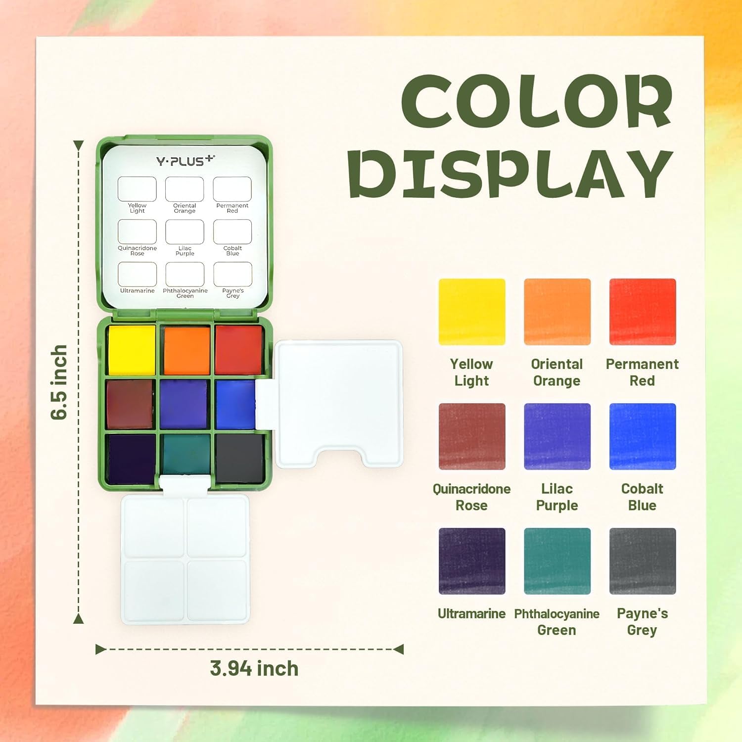 Detalle de YPLUS Kit de peintures aquarelles — boîte compacte de qualité superiore pour débutants et pros