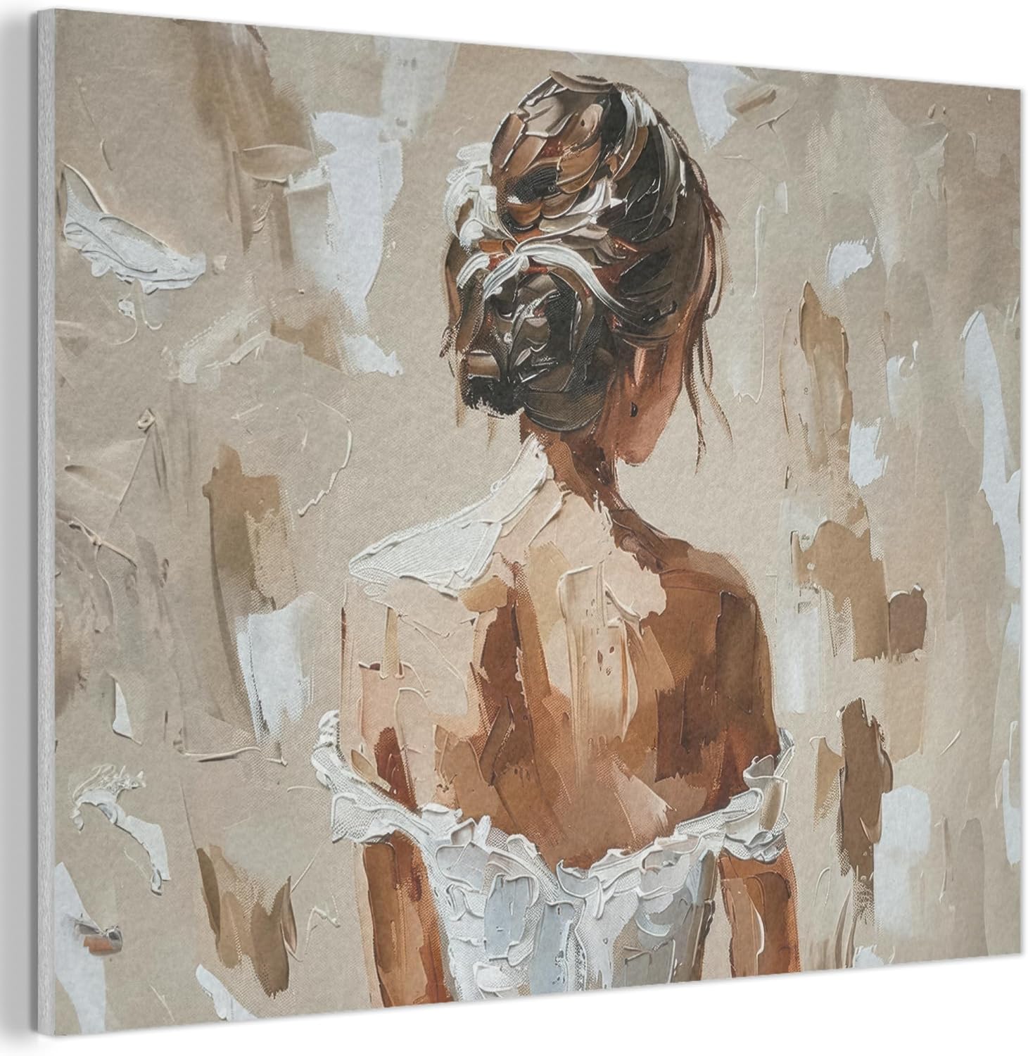 MuchoWow© Décoration en feutre 80x60 cm – design mural abstrait beige pour salon ou chambre