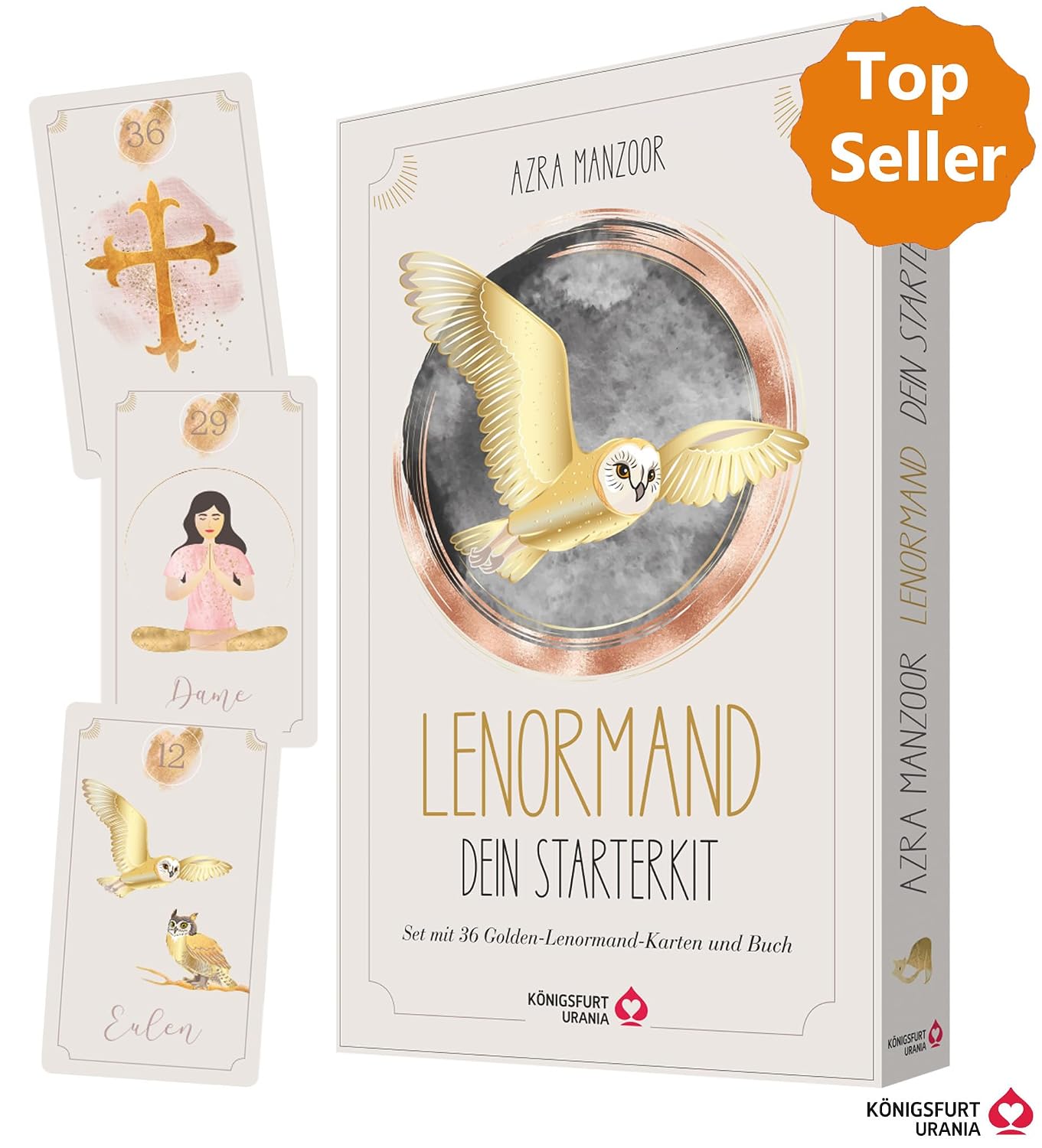 Königsfurt-Urania Lenormand – zestaw startowy, 36 złotych kart i książka