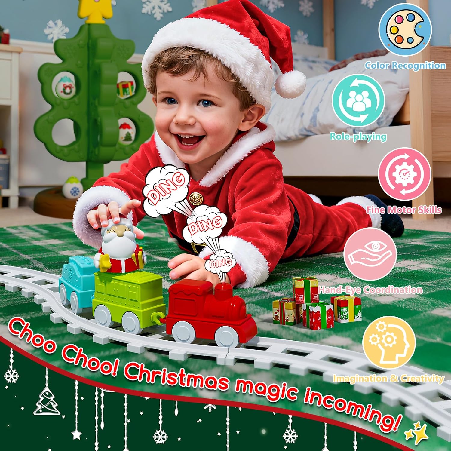 Detalle de Surelect 988-838A1 Christmas Tree Toy with Musical Light-Up Star and Train